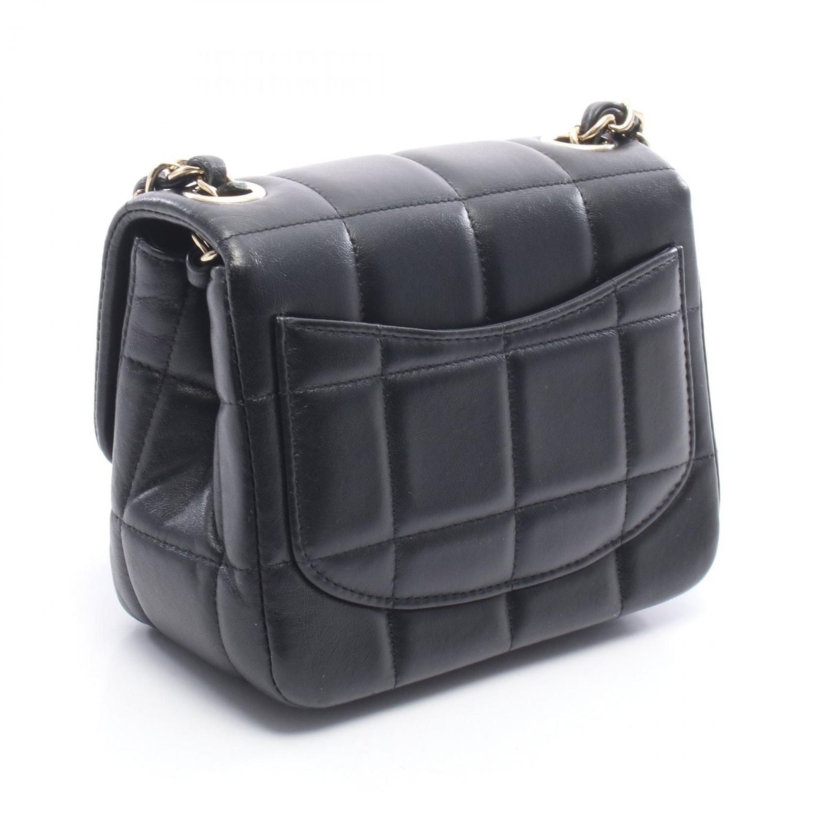 Chanel Shoulder Bag Choco Bar Mini Flap Black Leather Mini Chain — view 2