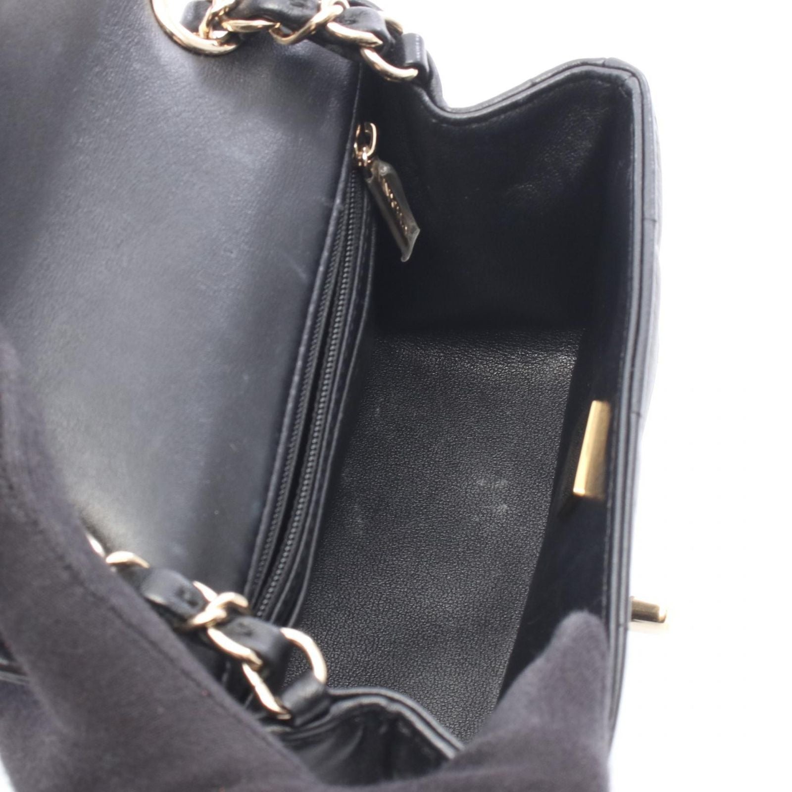 Chanel Shoulder Bag Choco Bar Mini Flap Black Leather Mini Chain — view 3