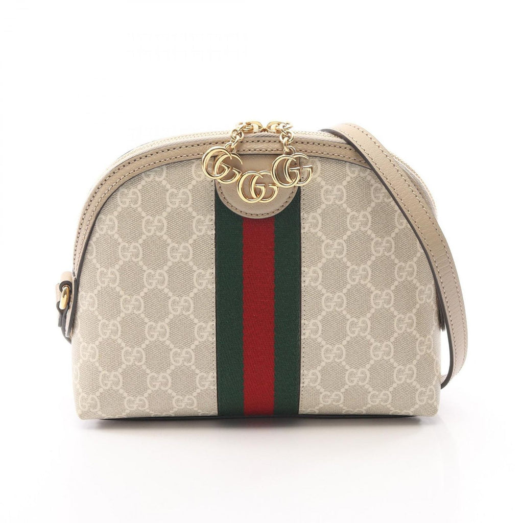 Gucci Shoulder Bag Ophidia GG Supreme Ivory Beige Green Canvas Leather