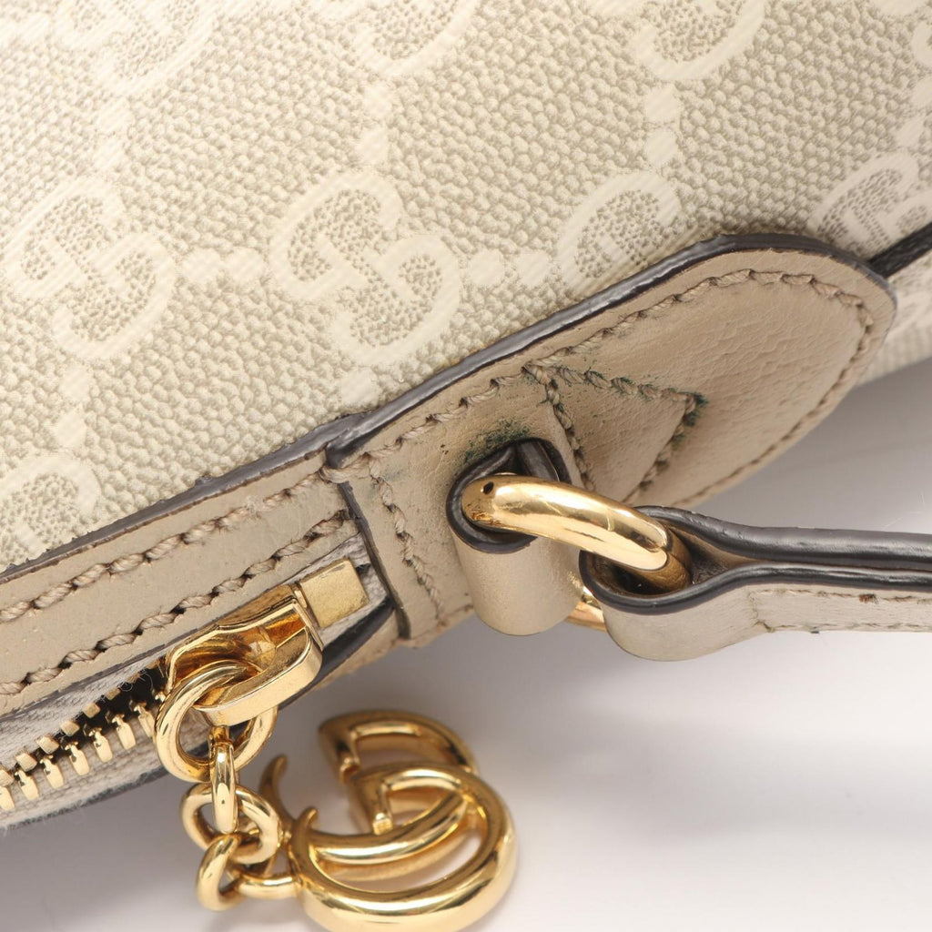 Gucci Shoulder Bag Ophidia GG Supreme Ivory Beige Green Canvas Leather — view 8