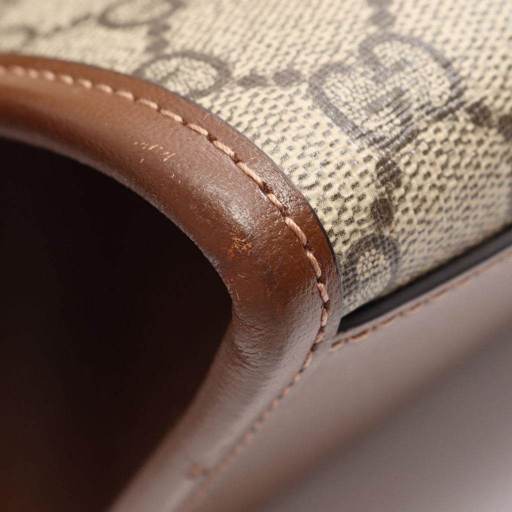 Gucci Tote Bag GG Supreme 2-Way Beige Brown Canvas Leather Small — view 5