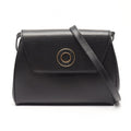 Celine Shoulder Bag Circle Logo Black Leather