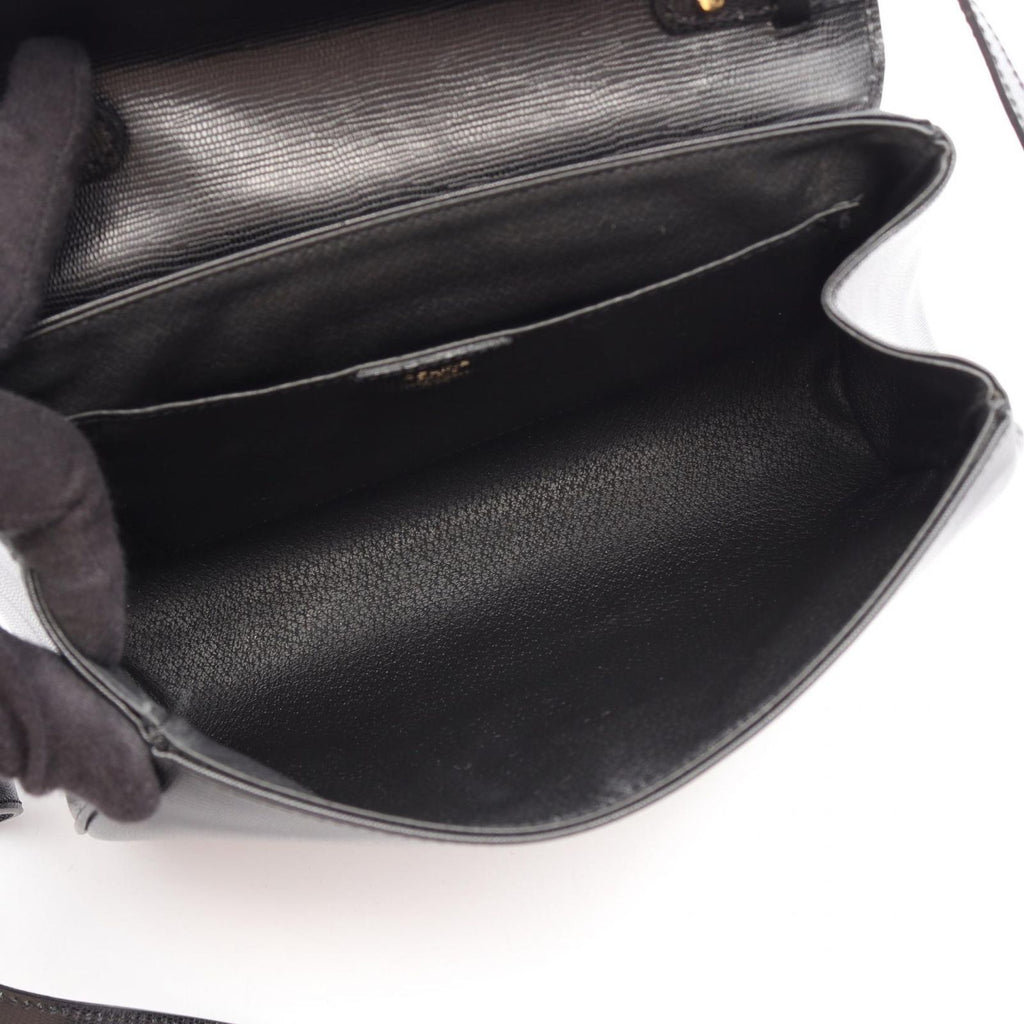 Celine Shoulder Bag Circle Logo Black Leather — view 3