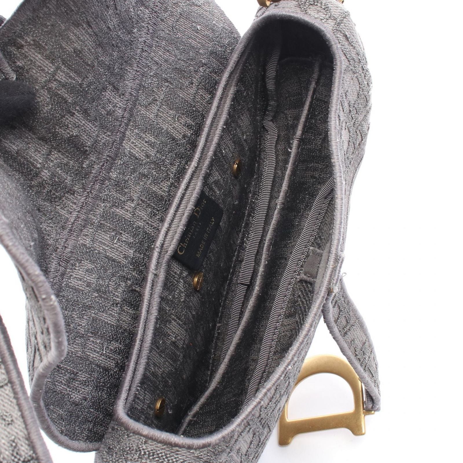 Dior Handbag Saddle Bag Oblique Gray Dark Canvas — view 3
