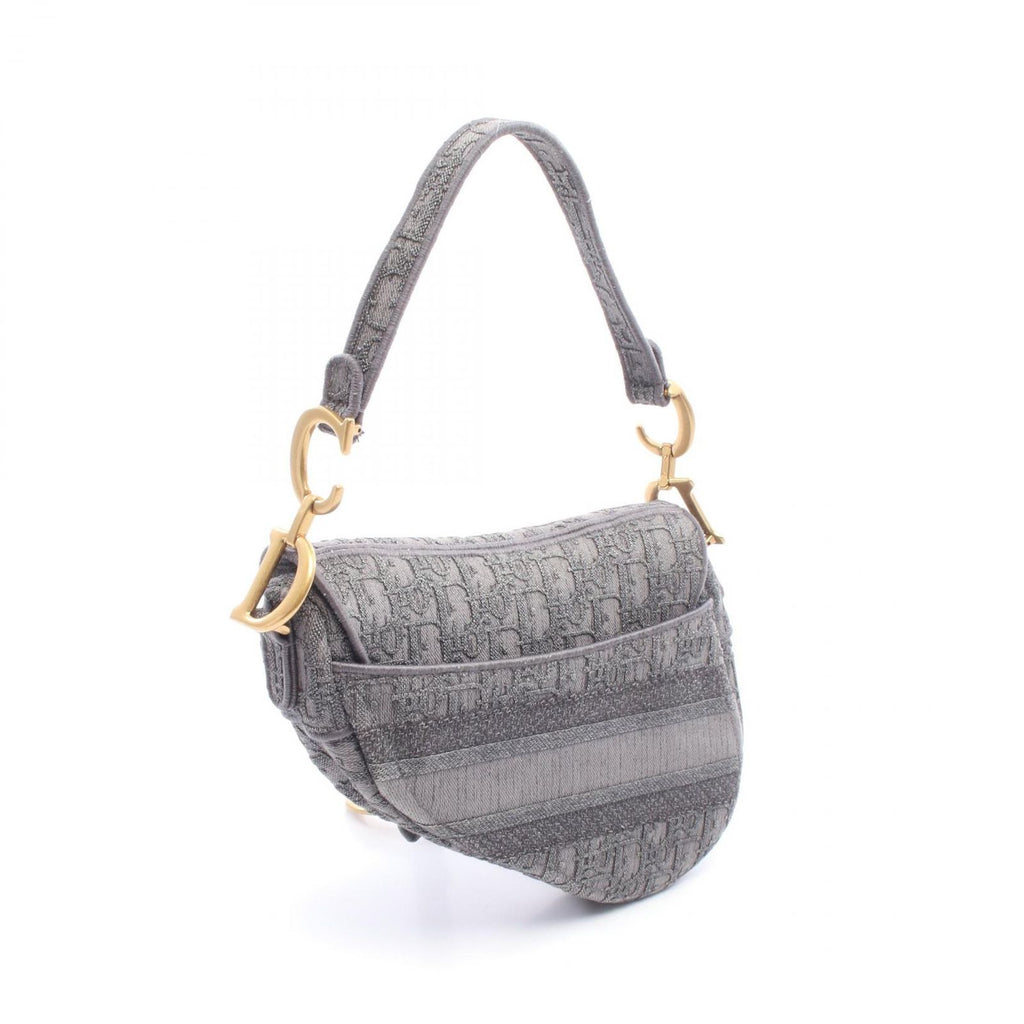 Dior Handbag Saddle Bag Oblique Gray Dark Canvas — view 2