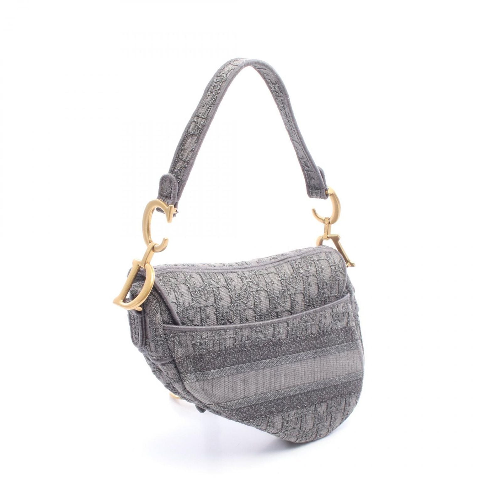 Dior Handbag Saddle Bag Oblique Gray Dark Canvas — view 2