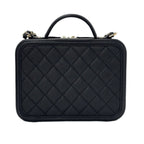 Chanel Bag CC Filigree Vanity Case 2-Way Chain Shoulder Black Champagne Gold — view 5