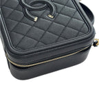 Chanel Bag CC Filigree Vanity Case 2-Way Chain Shoulder Black Champagne Gold — view 7