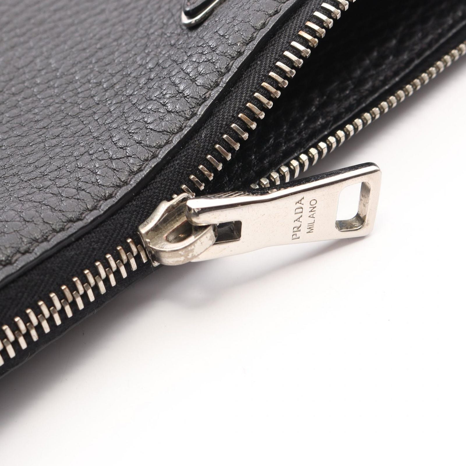 Prada Shoulder Bag Tri Black Leather Triangle Logo — view 8