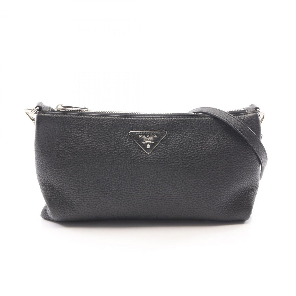 Prada Shoulder Bag Tri Black Leather Triangle Logo