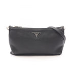 Prada Shoulder Bag Tri Black Leather Triangle Logo