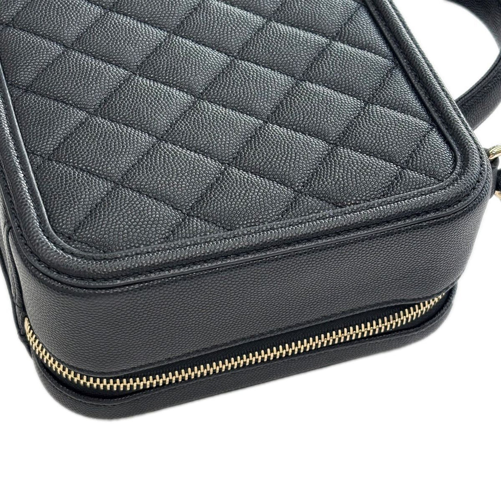 Chanel Bag CC Filigree Vanity Case 2-Way Chain Shoulder Black Champagne Gold — view 8