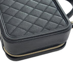 Chanel Bag CC Filigree Vanity Case 2-Way Chain Shoulder Black Champagne Gold — view 8
