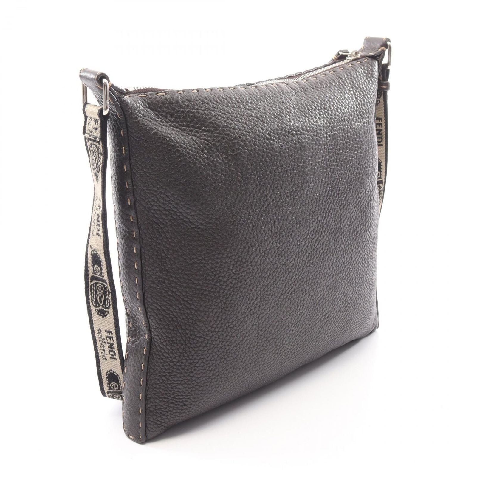 Fendi Shoulder Bag Selleria Brown Beige Black Leather — view 2