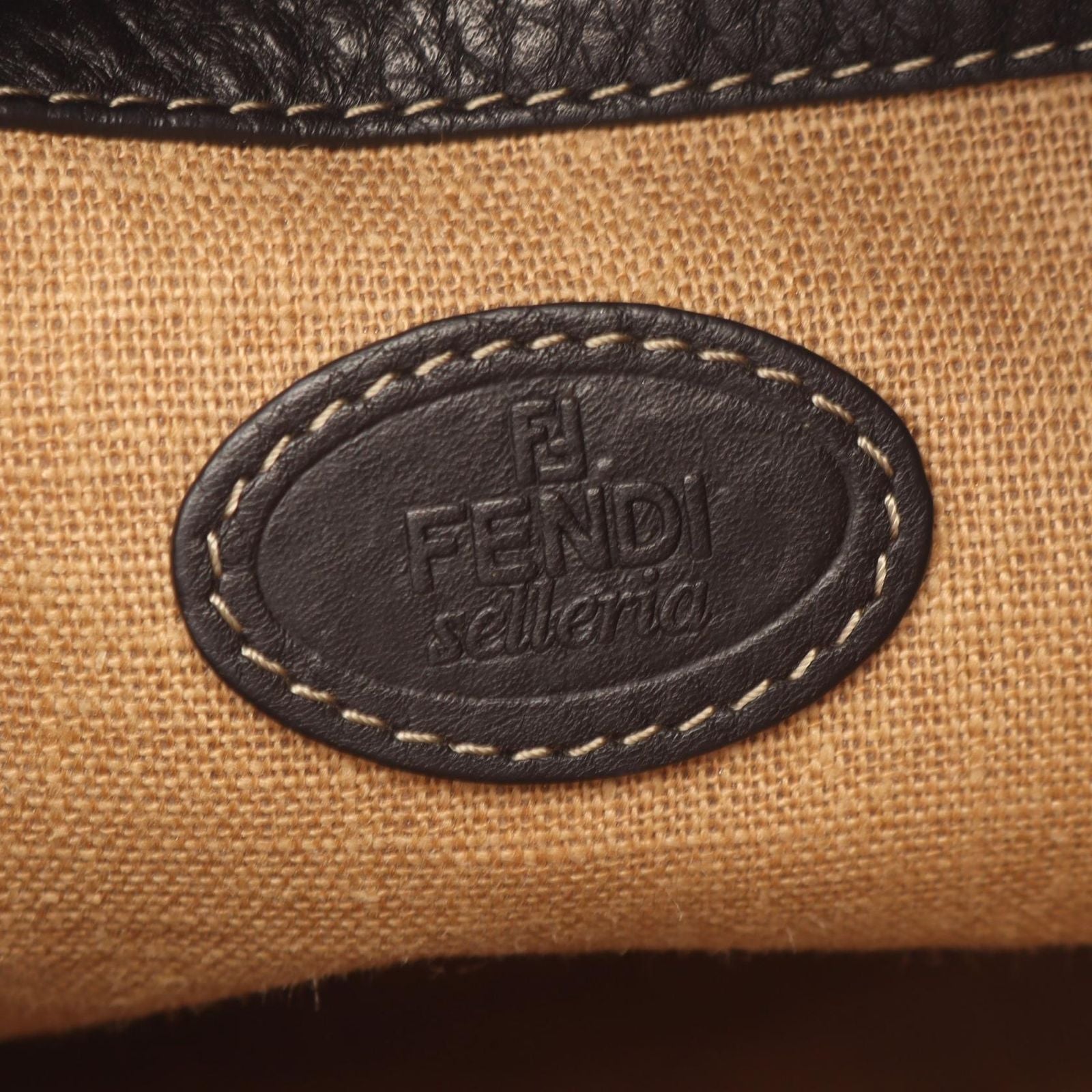 Fendi Shoulder Bag Selleria Brown Beige Black Leather — view 4