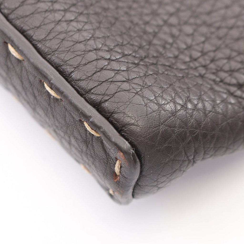 Fendi Shoulder Bag Selleria Brown Beige Black Leather — view 5