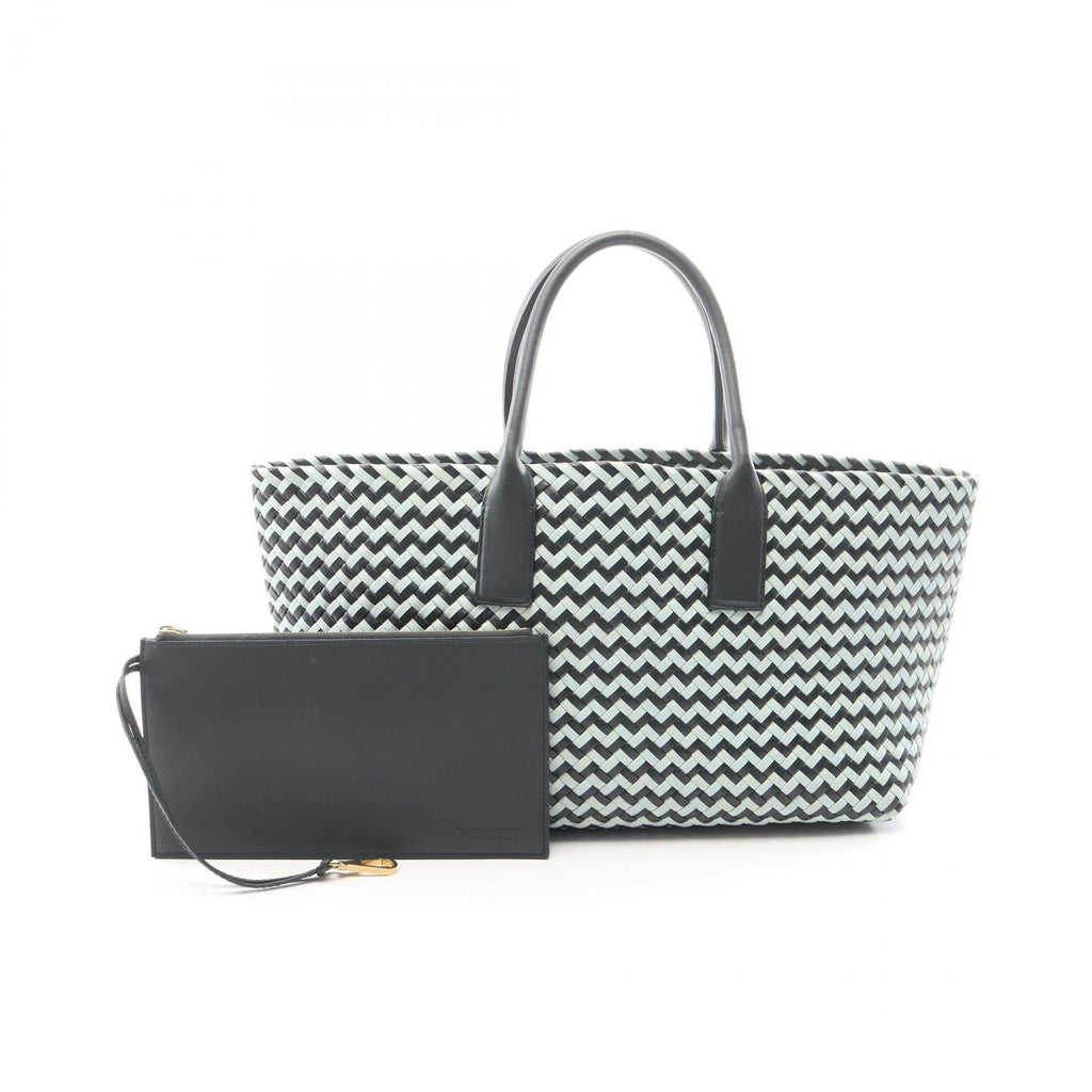 Bottega Veneta Tote Bag Intretchart Navy Light Blue Leather