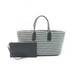 Bottega Veneta Tote Bag Intretchart Navy Light Blue Leather