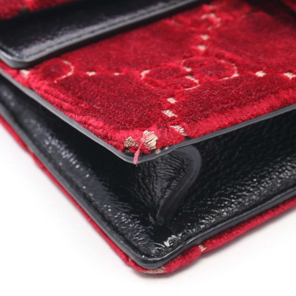 Gucci Shoulder Bag Dionysus Red Black Fabric Leather Mini — view 7