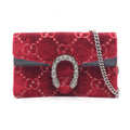 Gucci Shoulder Bag Dionysus Red Black Fabric Leather Mini