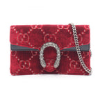 Gucci Shoulder Bag Dionysus Red Black Fabric Leather Mini