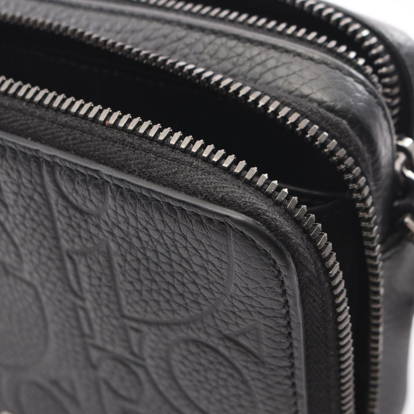 Dior Shoulder Bag Gravity Black Leather Zip Pouch — view 7