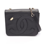 Chanel Shoulder Bag CC Logo Full Flap Black Lambskin CC Small Chain