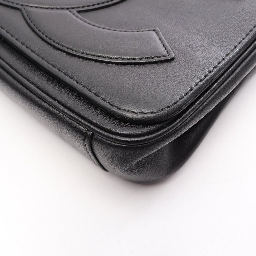 Chanel Shoulder Bag CC Logo Full Flap Black Lambskin CC Small Chain — view 8