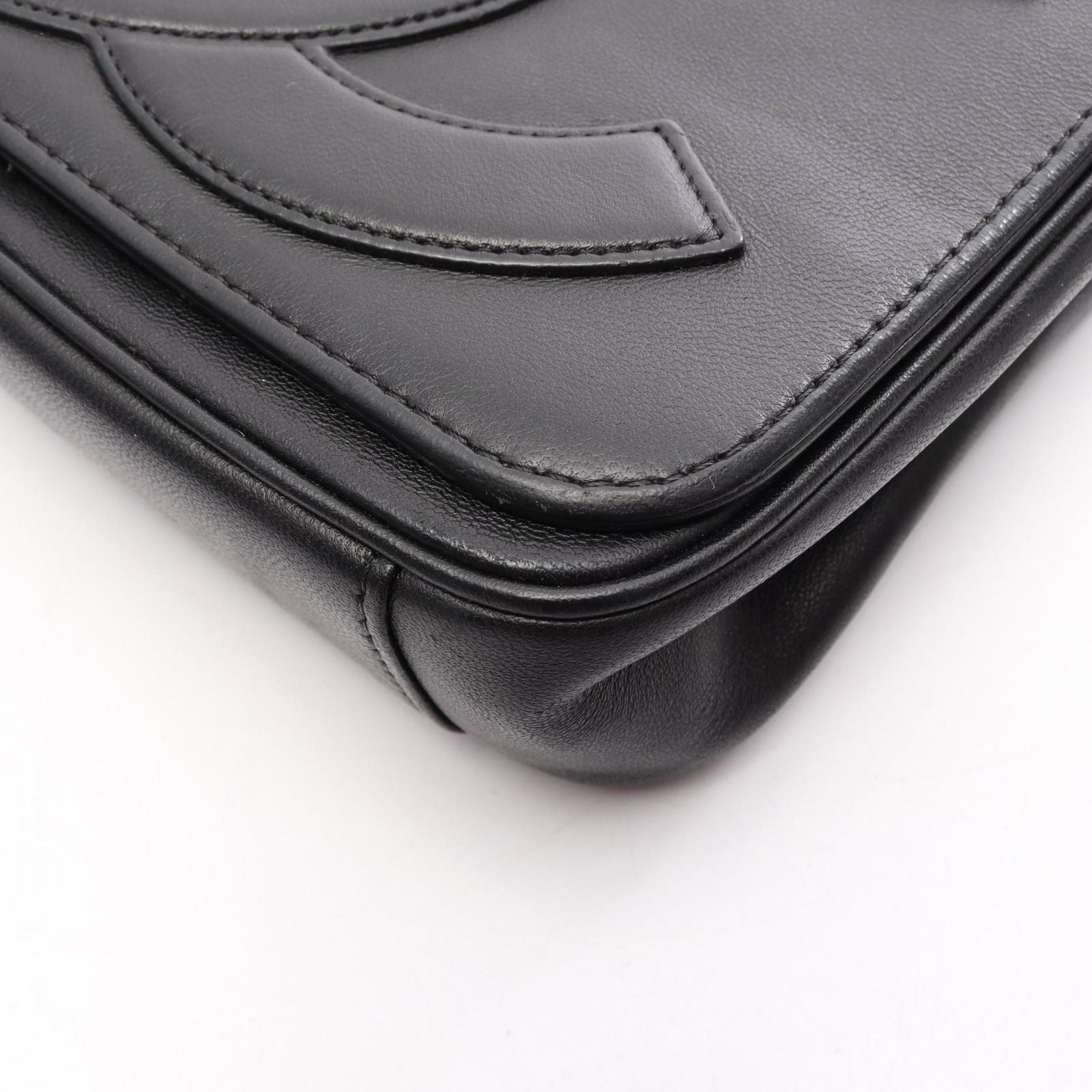 Chanel Shoulder Bag CC Logo Full Flap Black Lambskin CC Small Chain — view 8