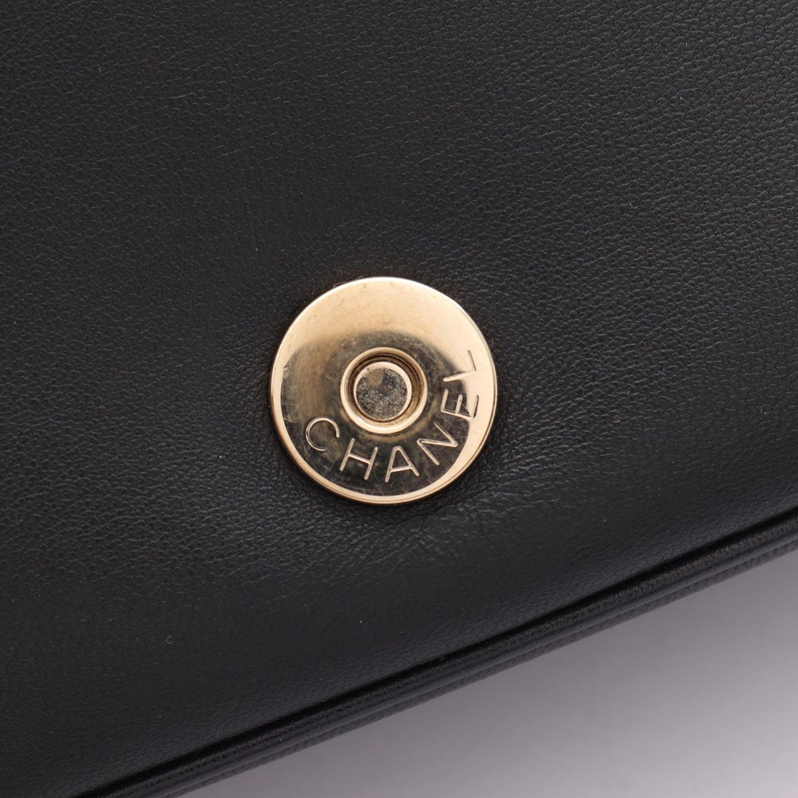 Chanel Shoulder Bag CC Logo Full Flap Black Lambskin CC Small Chain — view 7