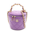 Chanel Shoulder Bag Quilted Small Vanity 2-Way Purple Lambskin Chain