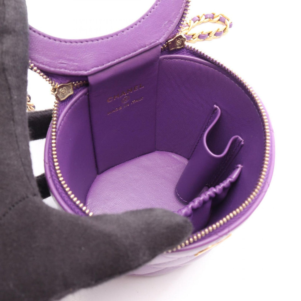 Chanel Shoulder Bag Quilted Small Vanity 2-Way Purple Lambskin Chain — view 3