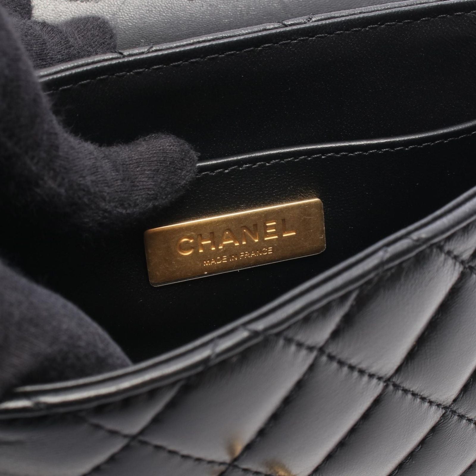 Chanel Shoulder Bag Quilted Top Handle Small Flap 2-Way Black Leather — view 4