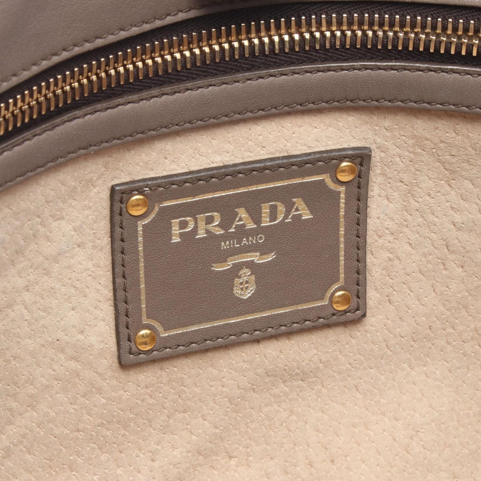 Prada Tote Bag 2-Way Gray Ju Leather Shoulder — view 4