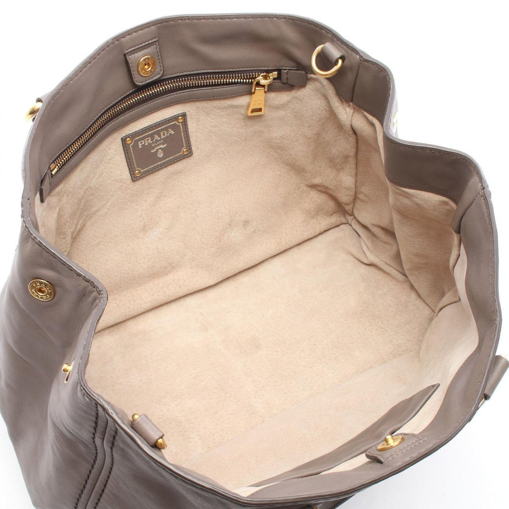 Prada Tote Bag 2-Way Gray Ju Leather Shoulder — view 3