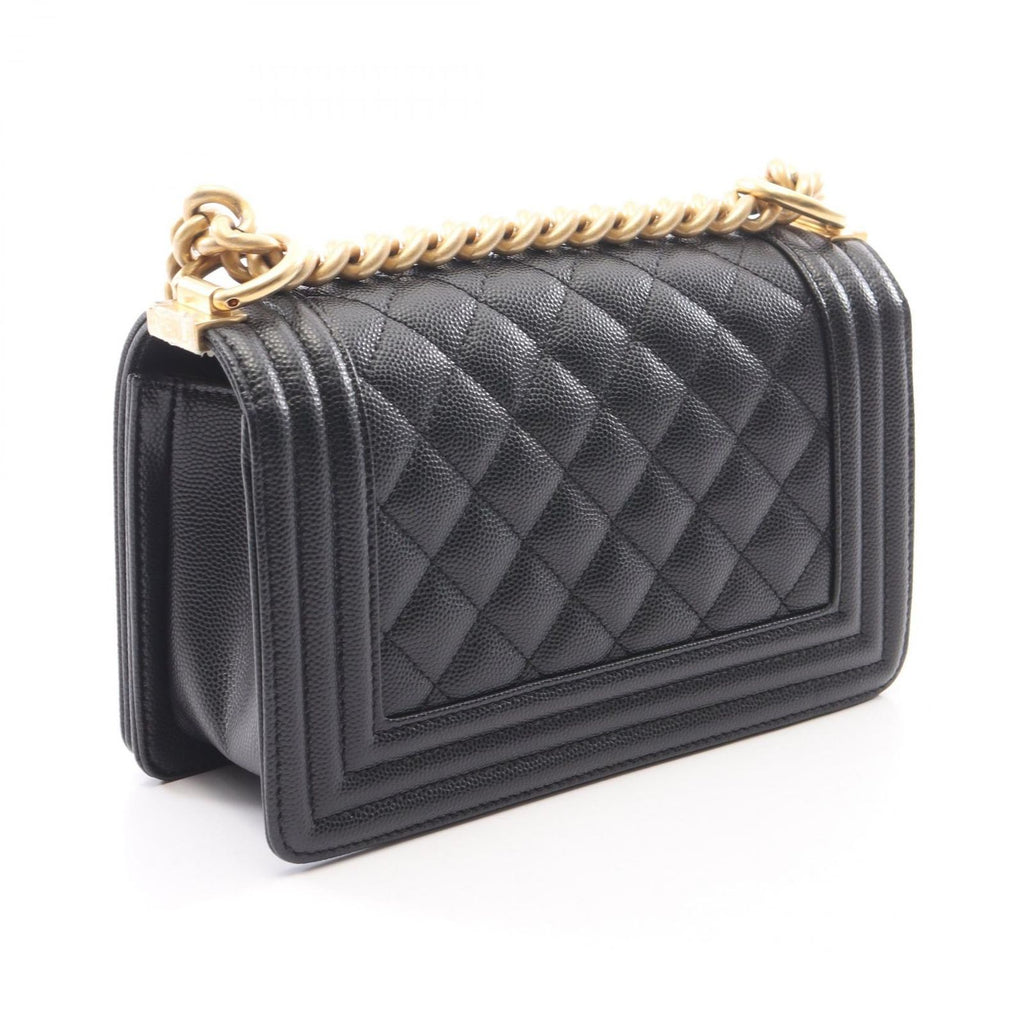 Chanel Shoulder Bag Boy Small Black Caviar Leather Chain — view 2