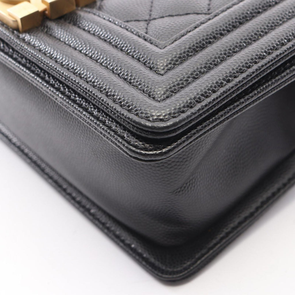 Chanel Shoulder Bag Boy Small Black Caviar Leather Chain — view 6