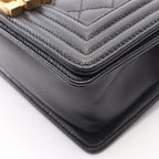 Chanel Shoulder Bag Boy Small Black Caviar Leather Chain — view 6