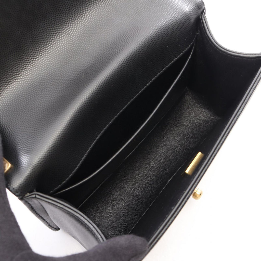 Chanel Shoulder Bag Boy Small Black Caviar Leather Chain — view 3