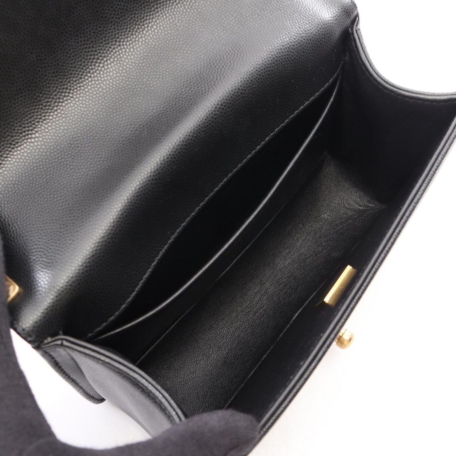 Chanel Shoulder Bag Boy Small Black Caviar Leather Chain — view 3