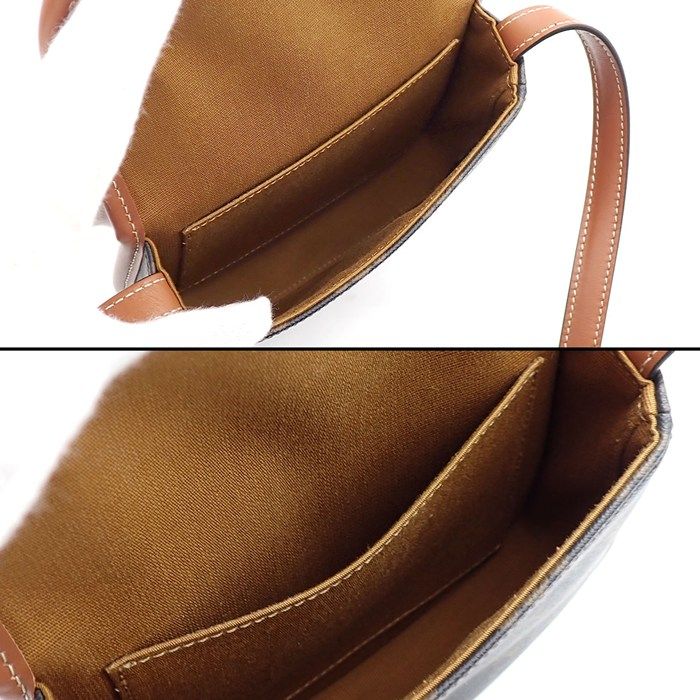 Celine Shoulder Bag Besace Mini Tan Triomphe Canvas Calfskin Gold — view 5