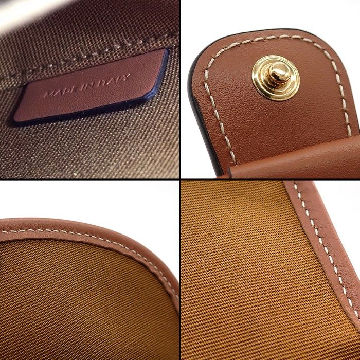 Celine Shoulder Bag Besace Mini Tan Triomphe Canvas Calfskin Gold — view 6