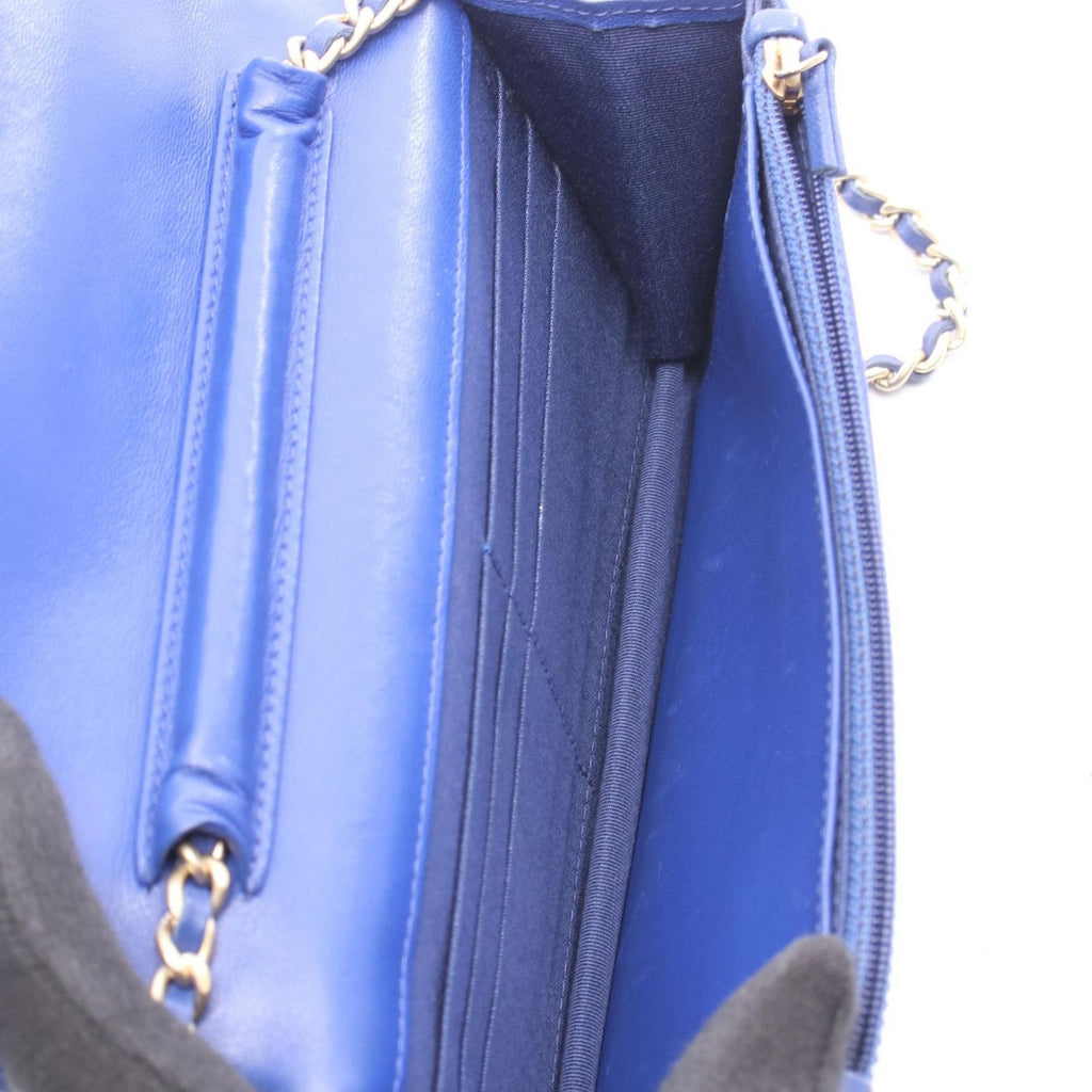 Chanel Shoulder Bag Quilted Blue Lambskin Chain Wallet — view 3