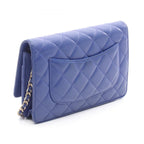 Chanel Shoulder Bag Quilted Blue Lambskin Chain Wallet — view 2