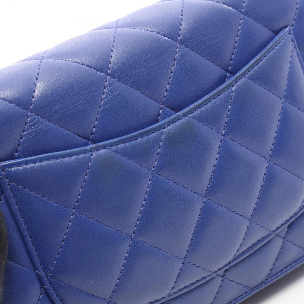 Chanel Shoulder Bag Quilted Blue Lambskin Chain Wallet — view 6