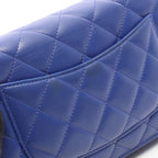 Chanel Shoulder Bag Quilted Blue Lambskin Chain Wallet — view 6