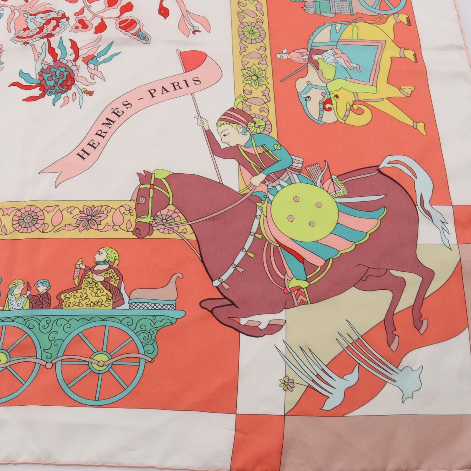 Hermes Scarf Carre Geant 140 Silk Twill Fantaisies Indiennes Orange — view 5