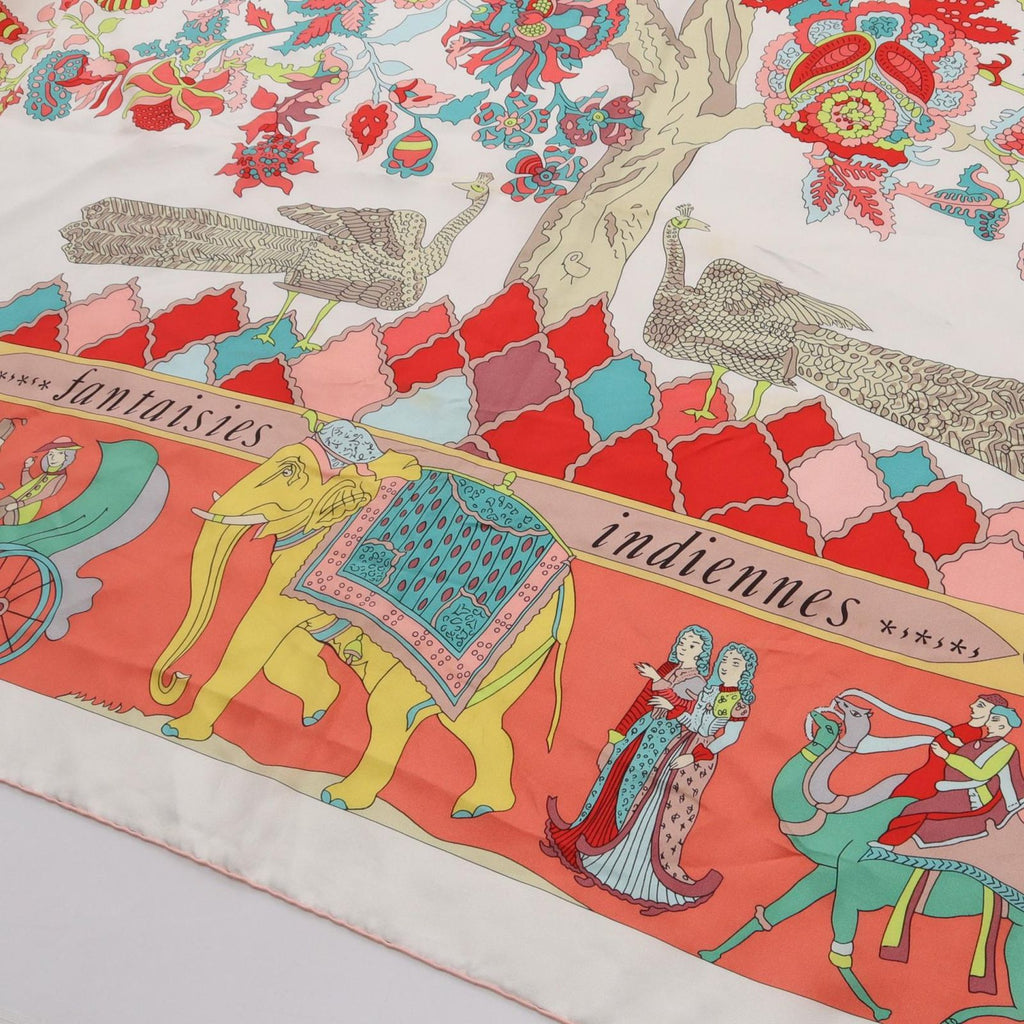 Hermes Scarf Carre Geant 140 Silk Twill Fantaisies Indiennes Orange — view 6