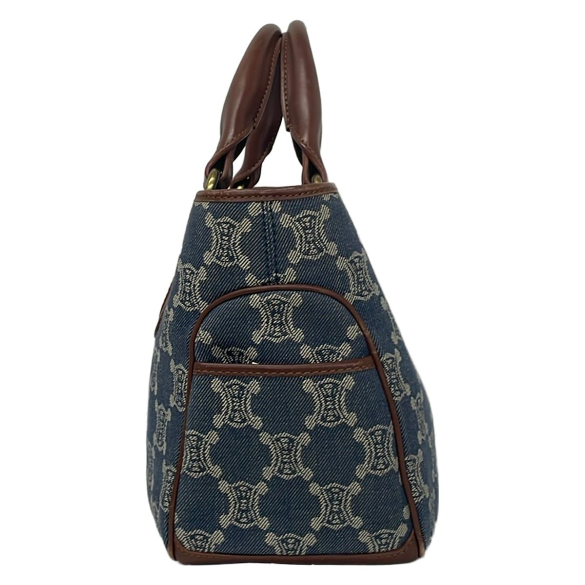 Celine Tote Bag Paris Macadam Boogie Navy Ivory Dark Brown Leather — view 4