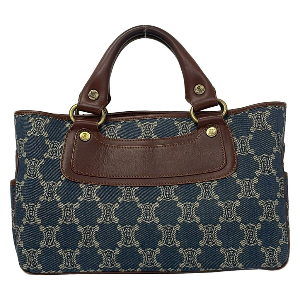 Celine Tote Bag Paris Macadam Boogie Navy Ivory Dark Brown Leather — view 3